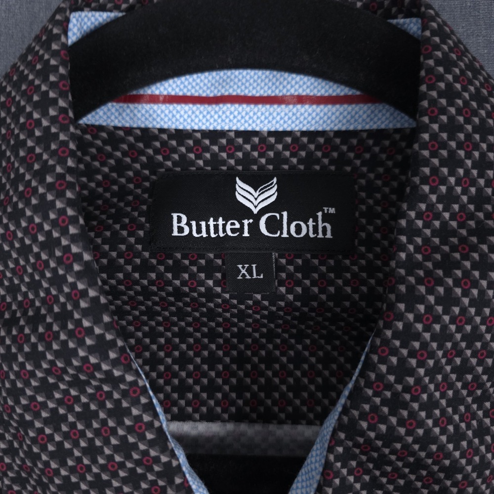Buttercloth Shirt Mens XL Geometric Long Sleeve Button Up Flip Cuff - Picture 3 of 11